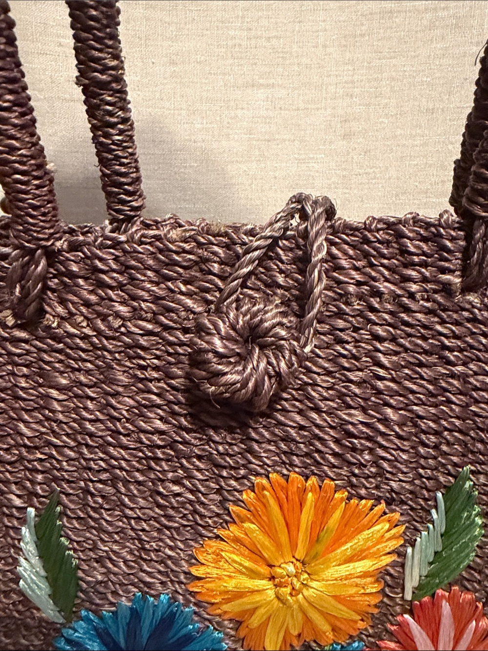 Woven Floral Embroidered Tote Bag - Picture 3 of 11
